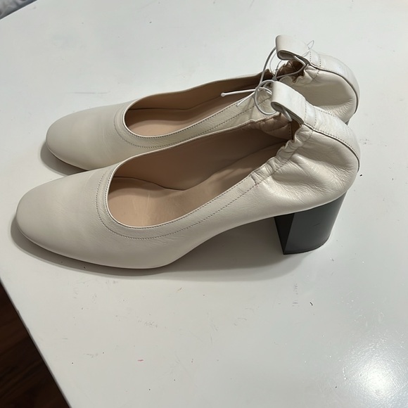 Everlane The Italian Leather Day Heel White Stacked Heel Size 9 - Picture 2 of 10